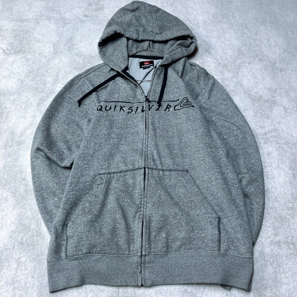 VTG Quiksilver Hoodie Men's‎ L Full Zip Up Sweater Skater Surf Y2K 00s Mall Goth